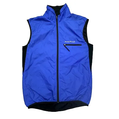 Montbell Climalight Lightweight Vest Mens Small Blue Full Zip Mock Sleeveless • $24.99