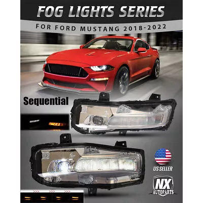 LED Fog Lights For 2018 2019 2023 Ford Mustang Sequential Turn Signal Lamps Pair • $319.99