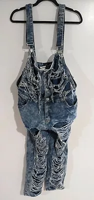 $20 • Buy Thrill Distressed Torn Blue Jean Overalls Woman's Size 20 New With Tags