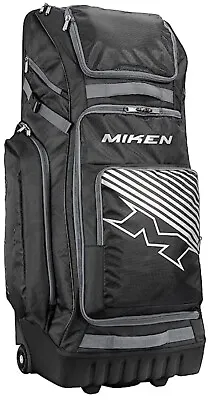 Miken Deluxe Wheeled Slowpitch Softball Multi Compartment Equipment Bag – Black • $229.95