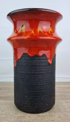 Vintage West Germany Fat Lava Vase Jasba Black And Red. • £65