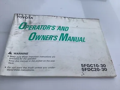 $20 • Buy Toyota Forklift FORKLIFT OPERATOR  MANUAL BOOK Used
