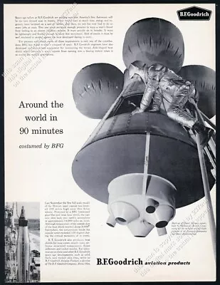 1960 NASA Mercury Astronaut Capsule Photo BF Goodrich Suit Vintage Print Ad • $9.99