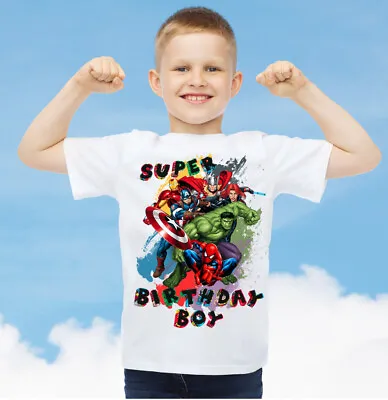 Marvel Theme Birthday Family T Shirts Marvel Superheroes Birthday Kids And Adult • £9.50