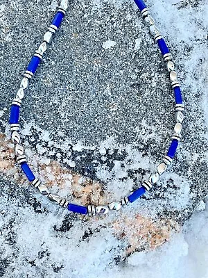 $31.49 • Buy Mens Women Therapy Silver Magnetic Hematite Necklace Bracelet Anklet Blue Lapis