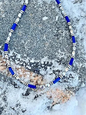 Mens Women Therapy Silver Magnetic Hematite Necklace Bracelet Anklet Blue Lapis • $37.99