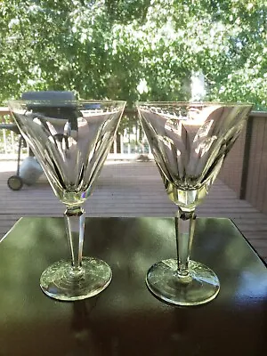 $49.95 • Buy (2) Water Glasses Goblets, Cut Lead Crystal Waterford  Sheila  Panel Cut Facet 