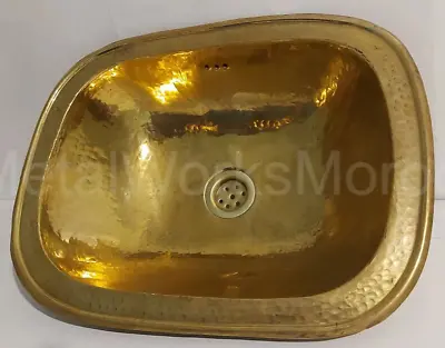 12 X15  Hammered Unlacquered Brass Bathroom Sink - Handmade Sink Vanity Gold • $259.04