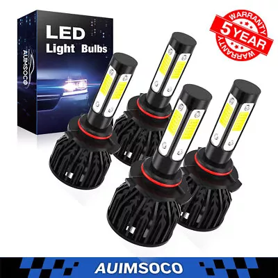 4x 9006 9005 LED Combo Headlight Kit High Low Beam Bulbs Bright Cool White 6500K • $39.99