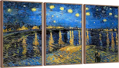 Framed Canvas Wall Art Of Van Gogh Oil Paintings - Starry Night Over The Rhone - • $110.99