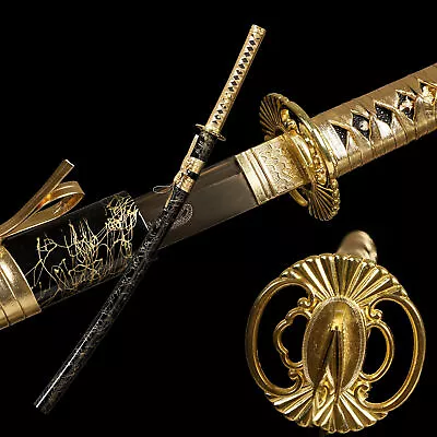 Gold Dragon Phoenix Katana Gold Blade Japanese Samurai Sword Full Tang T10 Steel • $79.99