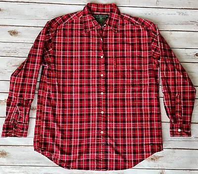 Abercrombie & Fitch Blue Mountain Trail Shirt Red Plaid Mens Size M Distressed • $6.99