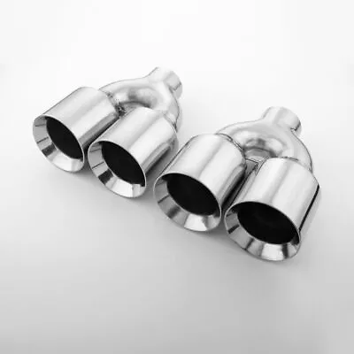 Weld On Stainless Steel 2.5  In Exhaust Tips Quad 4  Out Straight Cut Dual Wall • $292.56
