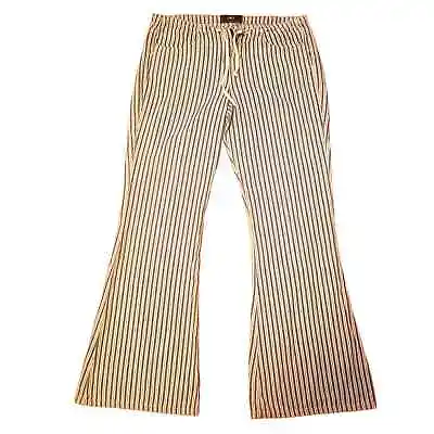 VTG Y2K LEI Low Rise Blue+White Striped Flare Pants 100% Cotton Size 11 (H109) • $27.99