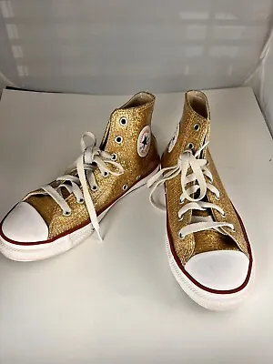 Converse All Star Chuck Taylor #663625C Hi Top Metallic Gold Sparkle Shoes 3 • $29