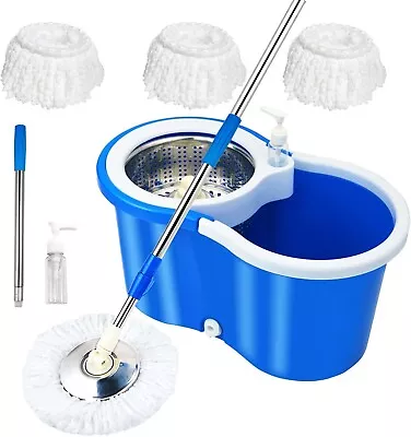 360° Spin Mop And Bucket System With Wringer Set With 3 Microfiber Mop Refills • $27