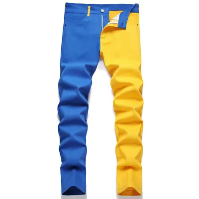 Men Jeans Casual Skinny Jeans Slim Fits Denim Pants Patchwork Male Long Trousers • $29.76