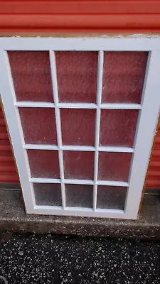 Vintage Antique Privacy Glass  Window 24 X 36 12 Panes Glass We Ship!!!!!!! • $225