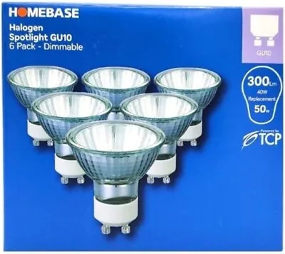 6 Pack Of Spot Light GU10 2800K 300Lm 50W 30° Dimmable Warm White Halogen Bulb • £6.99