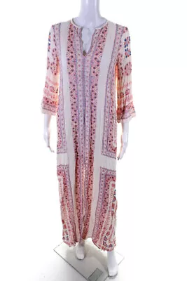 BCBG Max Azria Womens Geometric Print 3/4 Sleeve Midi Dress Pink Size Medium • $42.69