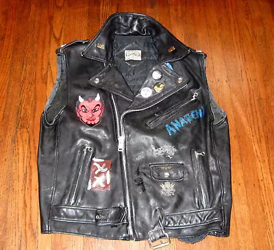 '97 Kiss VIP Pass W ACDC Pink Floyd Harley Davidson Patches Vintage Leather Vest • £462.60