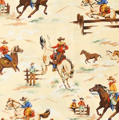 Alexander Henry THE WAY OF THE WEST - Western Rodeo Cowboy Fabric - Natural • £8.95