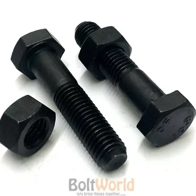 M12 Grade 10.9 Bolts & Nuts High Tensile Part Threaded Hexagon Head Black Screws • £7.40