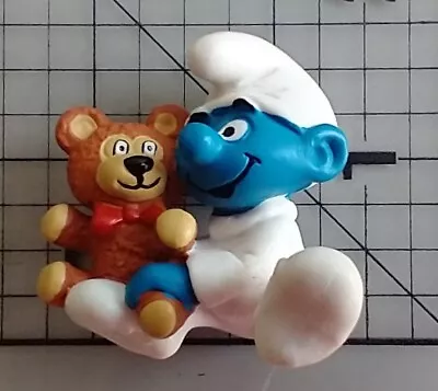 Baby Smurf Teddy Bear 1984 Vintage Vinyl Figure GUC Loose Peyo • $13.99