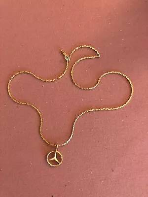 14k Gold Neckless With Mercedes Pendant • $600