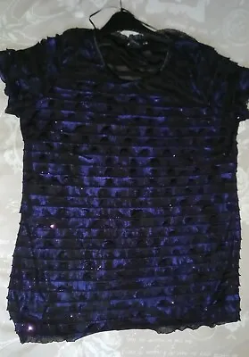 Blue Sparkly Ruffled Long Top/short Dress Sized 20 By BM Collection • $8.84