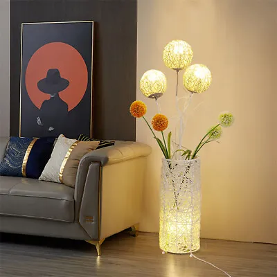 £50.98 • Buy Modern Freestanding Accent Light Weave Rattan Floor Lamp For Living Room Bedroom