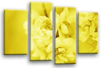 Floral Wall Art Print Yellow Rose Cream Flower Framed Split Panel Picture Large • £28.99