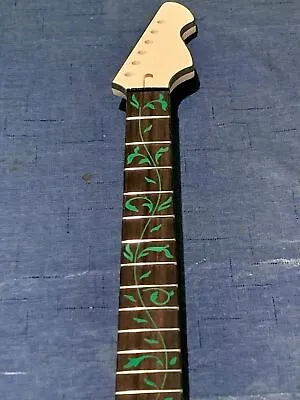 New Guitar Neck 22fret 25.5inch Maple Rosewood Fretboard Green Vine Inlay DIY • $69