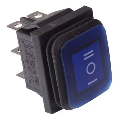 Blue Illuminated On-Off-On Waterproof Rocker Switch 20A DPDT IP67 • £5.09