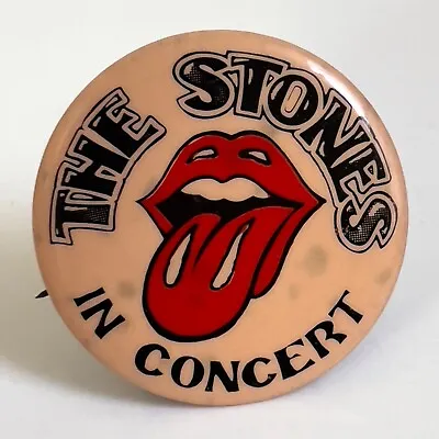 Vintage 1970s ROLLING STONES In Concert Badge Tongue Pin Lips Logo Tour Button • $34.95