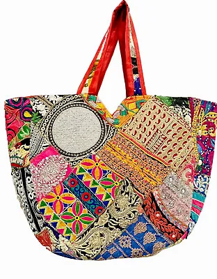 Handcrafted Vintage Patchwork Bohemian Ethnic Art Large Banjara Bag Handbag Tote • $59.99