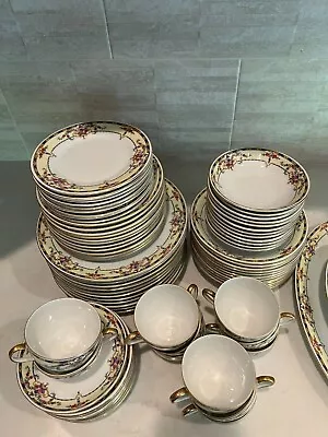 Vintage 83-piece VICTORIA Czechoslovakia Floral Gold Trimmed China  • $300