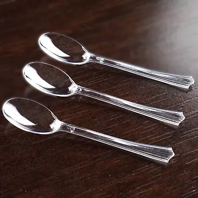 Hard Plastic DESSERT MINI SPOONS Disposable Silverware Party Wedding Catering • $9.79