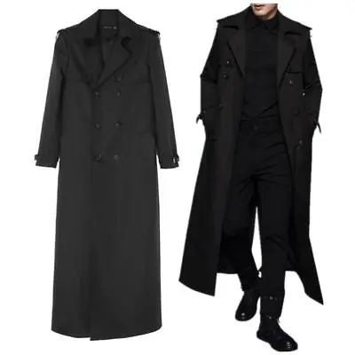 Double Breasted Mid Long Trench Coat Jacket Over Knee Length Overcoat Spring Men • $100.86