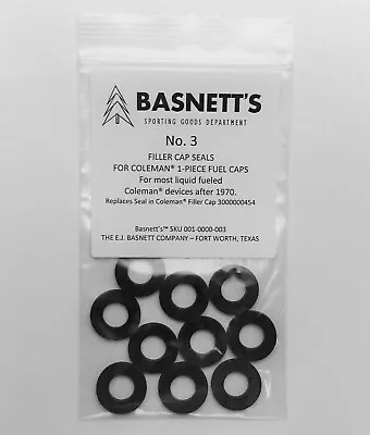 Basnett’s No. 3 Fuel Cap Seals Fit Coleman 220 200 275 425 Camping Lantern Stove • $7.99