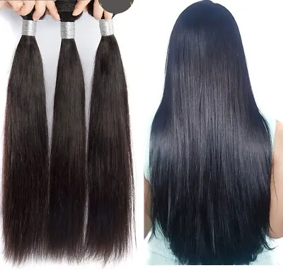 Straight Hair 3 Bundles Natural Color Human Hair Weave Peruvian Hair Extensions • $32.57