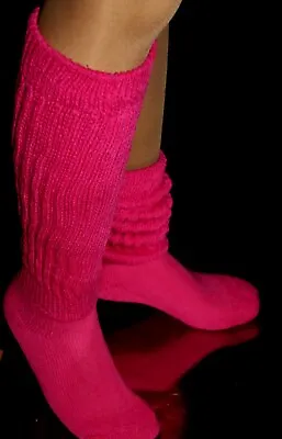 Fushia Pink Slouch Knee Socks Long Warm Hooters Unifor Sexy Costume Walk Run • $9.81
