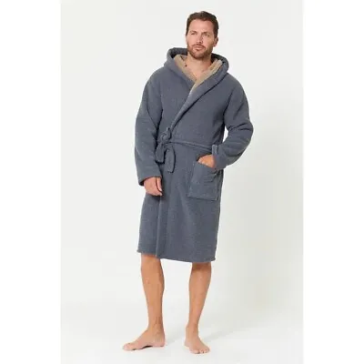 Studio Mens Grey Bonded Waffle Dressing Gown Fluffy Gowns Size M • £29.99