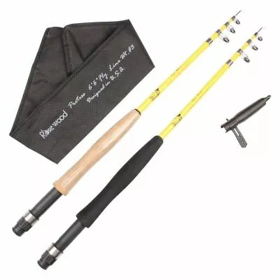 Fly Telescopic Fishing Rod Fiber Glass 6'6 Salmon Trout Foam Cork Grips Handle • $33.92