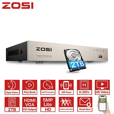 ZOSI H.265+ 8CH 16CH 5MP Lite DVR Recorder For CCTV Security Camera System 0-2TB • $88.99