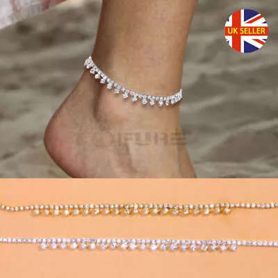 New Classic Adjustable Anklet Foot Chain Ankle Bracelet 925 Sterling Silver Gold • £4.99