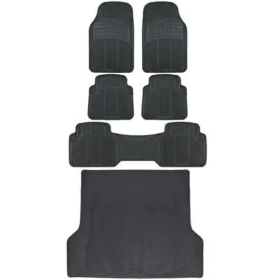 Full 3 Row Car Rubber Floor Mats Black All Weather W/ Cargo Trunk Mat Max Duty • $59.95