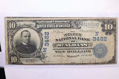 1902 $10. St ALBANS Vermont. National Currency. Store #06252 • $536.75