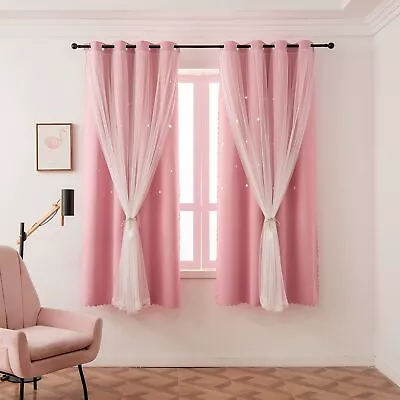 Girls Curtains For Living Room Bedroom Curtains Double Layer Blackout Curtain... • $36.78