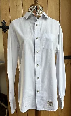 Superdry White Indian Soft Cotton Long Sleeve Shirt Medium • £10